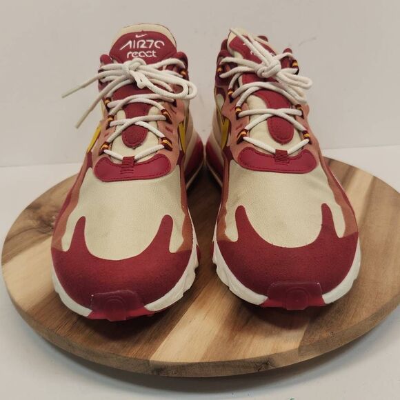 Nike Air Max 270 React Noble Red Team Gold Men's size 11 - Picture 4 of 10